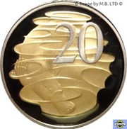 20 Cents - Elizabeth II 4th Portrait - Selectively Gold Plated Proof reverse image
