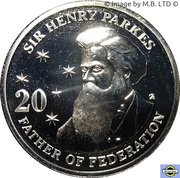 20 Cents - Elizabeth II 4th Portrait - Sir Henry Parkes, Australia, 2015 reverse image