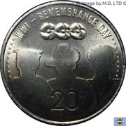 20 Cents - Elizabeth II 4th Portrait - Remembrance Day, Australia, 2015 reverse image