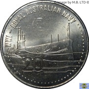 20 Cents - Elizabeth II 4th Portrait - Royal Australian Navy, Australia, 2015 reverse image