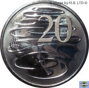 20 Cents - Elizabeth II 3rd Portrait - Her Majesty The Queen 90th Birthday, Australia, 2016 reverse image
