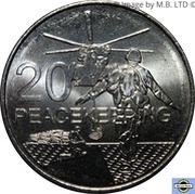 20 Cents - Elizabeth II 4th Portrait - Peacekeeping, Australia, 2016 reverse image