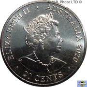 20 Cents - Elizabeth II 6th Portrait - AC/DC - High Voltage obverse image