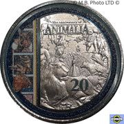 20 Cents - Elizabeth II 6th Portrait - 35th Anniversary of Animalia, Australia, 2021 reverse image