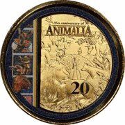20 Cents - Elizabeth II 6th Portrait - 35th Anniversary of Animalia; Gold Plated, Australia, 2021 reverse image