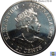 20 Cents - Elizabeth II 6th Portrait - AC/DC - 45th Anniversary obverse image