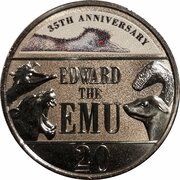 20 Cents In the name of Elizabeth II; 6th Portrait - Edward the Emu, Australia, 2023 reverse image