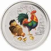 25 Cents - Elizabeth II 4th Portrait - Year of the Rooster - Silver Bullion Coin, Australia, 2017 reverse image