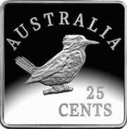 25 Cents - Elizabeth II 4th Portrait - Kookaburra 1920 Pattern - Silver Proof reverse image
