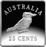 25 Cents - Elizabeth II 4th Portrait - Kookaburra 1921 Pattern - Silver Proof reverse image