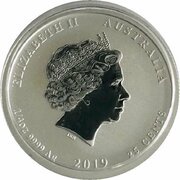 25 Cents - Elizabeth II 4th Portrait - Year of the Pig - Silver Bullion Coin obverse image