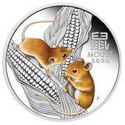 25 Cents - Elizabeth II 6th Portrait - Year of the Mouse - Silver Bullion Coin, Australia, 2020 reverse image
