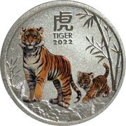 25 Cents - Elizabeth II 6th Portrait - Year of the Tiger - Silver Bullion Coin Coloured reverse image