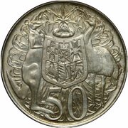 50 Cents - Elizabeth II 2nd Portrait - Pattern, Australia, 1966 reverse image
