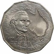 50 Cents - Elizabeth II 2nd Portrait - Captain Cook, Australia, 1970 reverse image