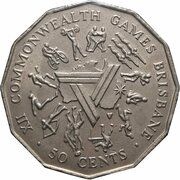 50 Cents - Elizabeth II 2nd Portrait - Brisbane Commonwealth Games, Australia, 1982 reverse image
