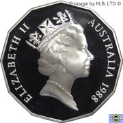50 Cents - Elizabeth II 3rd Portrait - Masterpieces in Silver - First Fleet Bicentenary obverse image