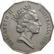 50 Cents - Elizabeth II 3rd Portrait - 25 Anniversary of Decimal Currency obverse image
