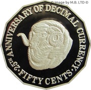 50 Cents - Elizabeth II 3rd Portrait - Masterpieces in Silver Proof, Australia, 1991 reverse image