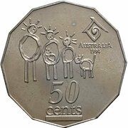 50 Cents - Elizabeth II 3rd Portrait - Year of the Family, Australia, 1994 reverse image