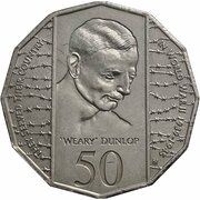 50 Cents - Elizabeth II 3rd Portrait - Edward "Weary" Dunlop, Australia, 1995 reverse image