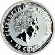 50 Cents - Elizabeth II 4th Portrait - Year of the Rabbit - Silver Bullion Coin obverse image
