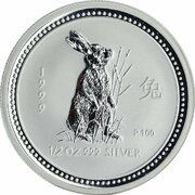 50 Cents - Elizabeth II 4th Portrait - Year of the Rabbit - Silver Bullion Coin reverse image