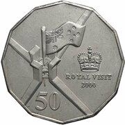 50 Cents - Elizabeth II 5th Portrait - Royal Visit, Australia, 2000 reverse image