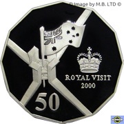 50 Cents - Elizabeth II 5th Portrait - Royal Visit - Silver Proof, Australia, 2000 reverse image