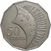 50 Cents - Elizabeth II 4th Portrait - Millennium, Australia, 2000 reverse image