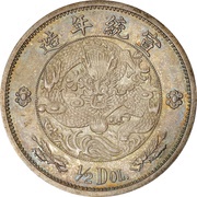 5 Jiao / ½ Dollar - Xuantong, China, 1910 reverse image