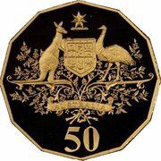 50 Cents - Elizabeth II 4th Portrait - Centenary of Federation COA; Gold Proof, Australia, 2001 reverse image