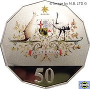 50 Cents - Elizabeth II 4th Portrait - Federation - Colourised Proof, Australia, 2001 reverse image