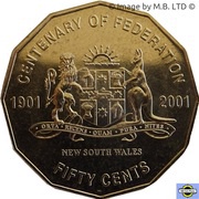 50 Cents - Elizabeth II 4th Portrait - Federation - New South Wales, Australia, 2001 reverse image
