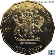 50 Cents - Elizabeth II 4th Portrait - Federation - Queensland, Australia, 2001 reverse image