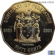 50 Cents - Elizabeth II 4th Portrait - Federation - Victoria, Australia, 2001 reverse image