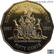 50 Cents - Elizabeth II 4th Portrait - Federation - Northern Territory, Australia, 2001 reverse image