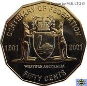 50 Cents - Elizabeth II 4th Portrait - Federation - Western Australia, Australia, 2001 reverse image