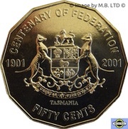 50 Cents - Elizabeth II 4th Portrait - Federation - Tasmania, Australia, 2001 reverse image