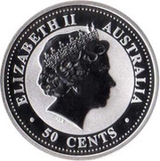 50 Cents - Elizabeth II 4th Portrait - Year of the Horse - Silver Bullion Coin obverse image