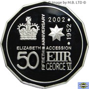 50 Cents - Elizabeth II 4th Portrait - Golden Jubilee - Silver Proof reverse image