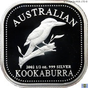 50 Cents - Elizabeth II 4th Portrait - Australian Square Kookaburra reverse image