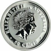 50 Cents - Elizabeth II 4th Portrait - Year of the Goat - Silver Bullion Coin obverse image