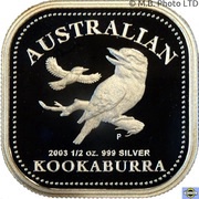 50 Cents - Elizabeth II 4th Portrait - Australian Square Kookaburra reverse image