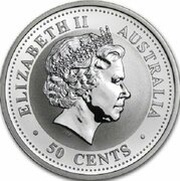 50 Cents - Elizabeth II 4th Portrait - Year of the Monkey - Silver Bullion Coin obverse image