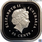 50 Cents - Elizabeth II 4th Portrait - Australian Square Kookaburra obverse image