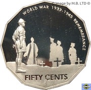 50 Cents - Elizabeth II 4th Portrait - Remembrance - End of World War II, Australia, 2005 reverse image