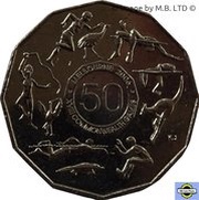 50 Cents - Elizabeth II 4th Portrait - XVIII Commonwealth Games Melbourne 2006, Australia, 2005 reverse image
