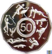 50 Cents - Elizabeth II 4th Portrait - XVII Commonwealth Games Melbourne 2006 - Silver Proof, Australia, 2005 reverse image
