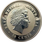 50 Cents - Elizabeth II 4th Portrait - Year of the Rooster - Silver Bullion Coin obverse image